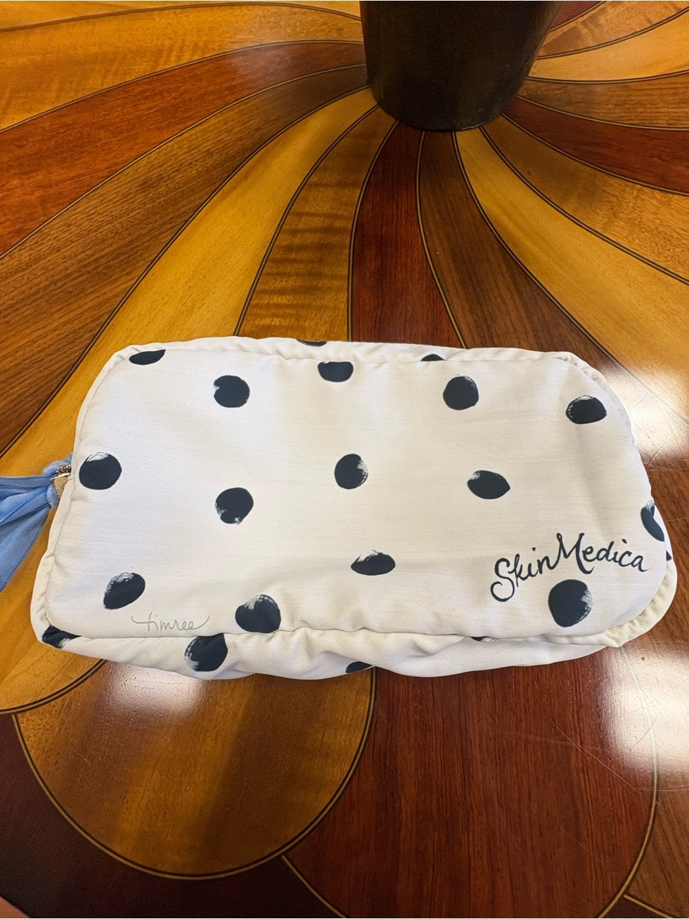 SkinMedica White Cosmetic Pouch with Black Polka Dots